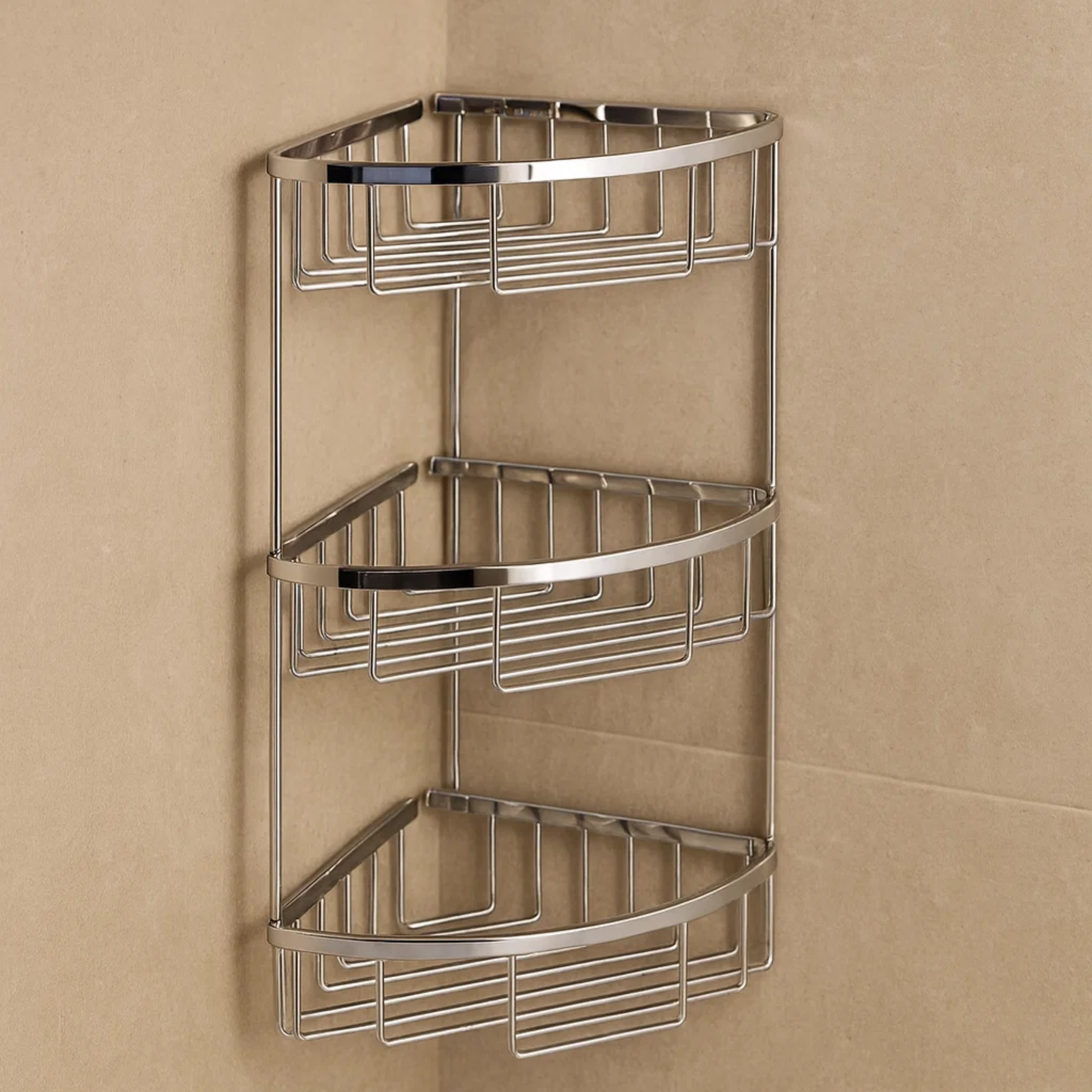 Shower Basket For Bathroom Corner - 3 Layer Solid Brass - T1